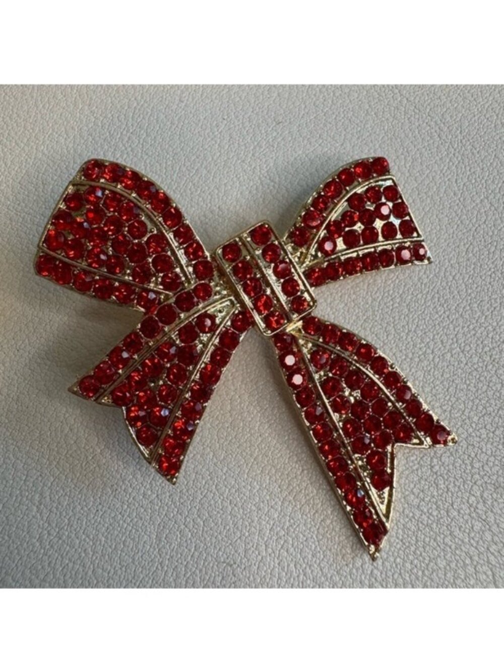 Elegant Red Bow Brooch